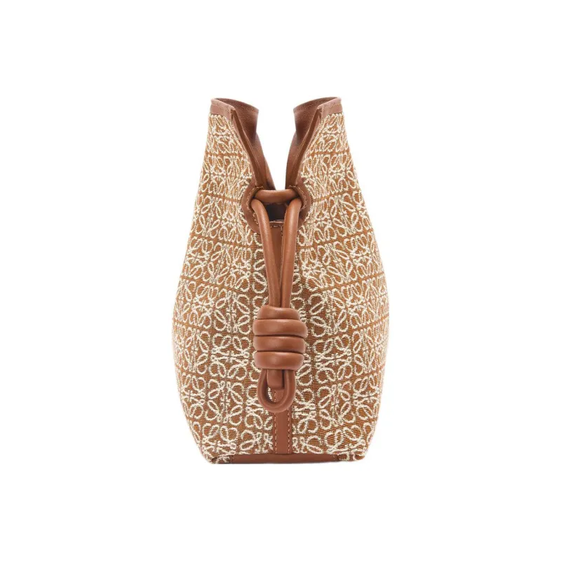 LOEWE Flamenco Clutch In Anagram Jacquard And Calfskin Tan/Pecan-2
