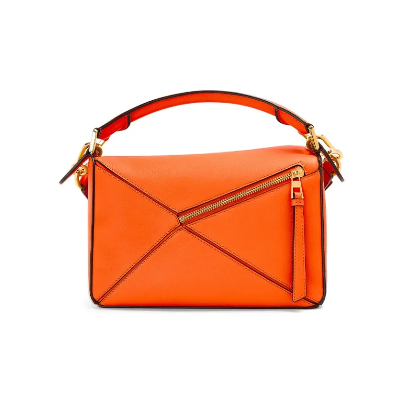 LOEWE Puzzle Classic Calfskin Geometric Bag Puzzle Bag Shoulder Bag Crossbody Bag Handbag Small Size Women's Orange-2