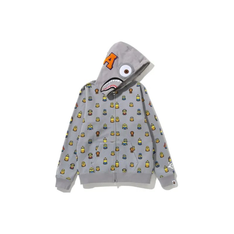 A BATHING APE X Minions Shark Full Zip Hoodie White-2