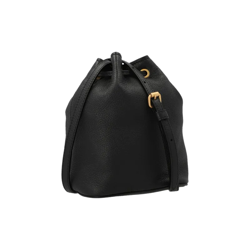 MOSCHINO Leather Bucket Bag, Shoulder Bag, Crossbody Bag Mini Women's Black-1