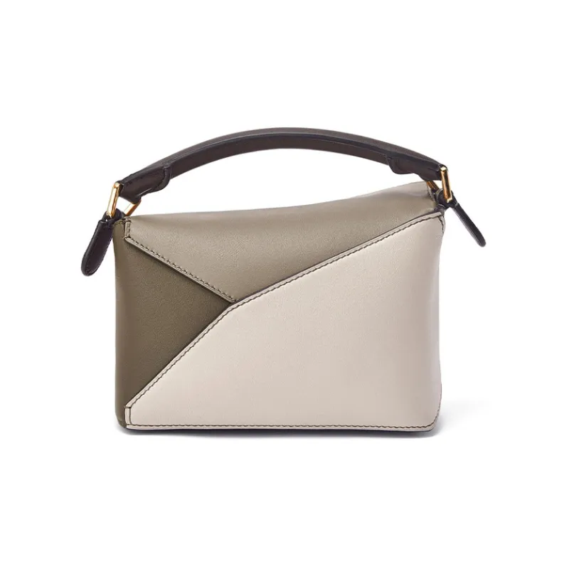 LOEWE Puzzle Nappa Cow Leather Handbag Shoulder Bag Crossbody Bag Mini Women's Olive Green Plaited Wheat-3