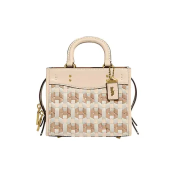 COACH Rogue Leather Handbag Shoulder Bag Crossbody Bag Small Size Women's Ecru