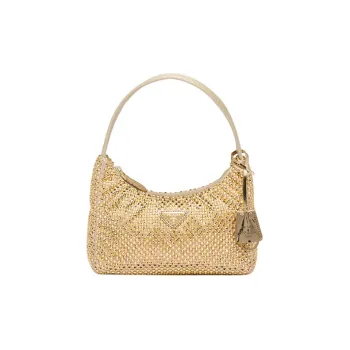PRADA Faux Crystal Shoulder Bag Women's Platinum