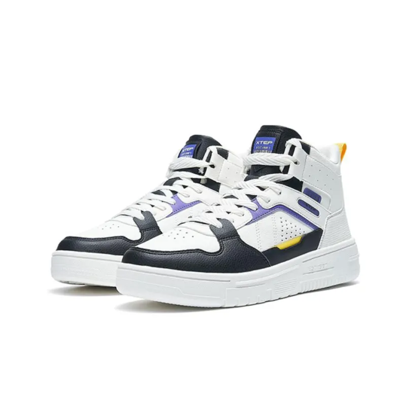 XTEP Off White Balanced Coverage High Top Skateboard Shoes Men's White Black-1