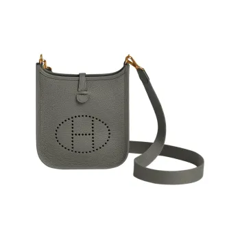 HERMES Evelyne Clemence Leather Shoulder Bag Crossbody Bag Mini Women's Cumulonimbus Gray