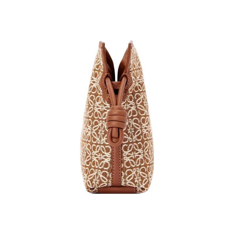 LOEWE Mini Flamenco Clutch In Anagram Jacquard And Calfskin Tan/Pecan-2