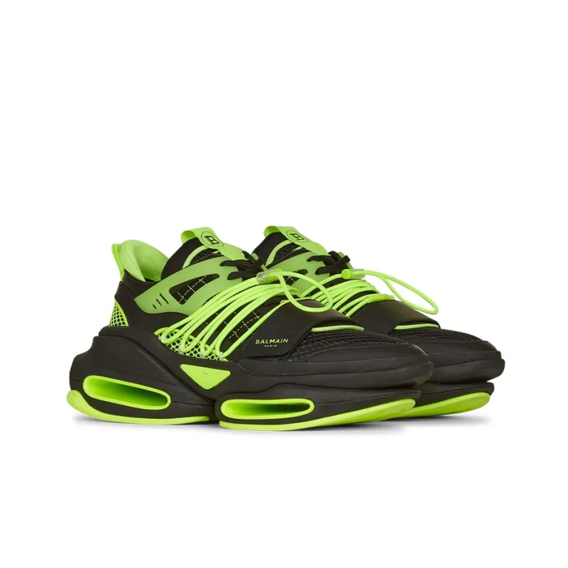 BALMAIN B Bold Low Top Chunky Sneakers Men's Black Green-1