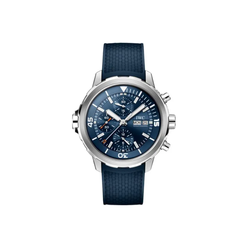 IWC Ocean Time Series Automatic Mechanical Movement Men's Watch Blue Dial Stainless Steel Case Rubber Strap-0