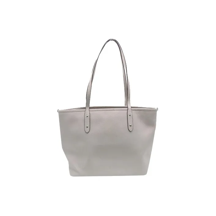 COACH City Zip Tote Leather Tote Bag Shopping Bag Handbag Large Size Women's Light Gray-2