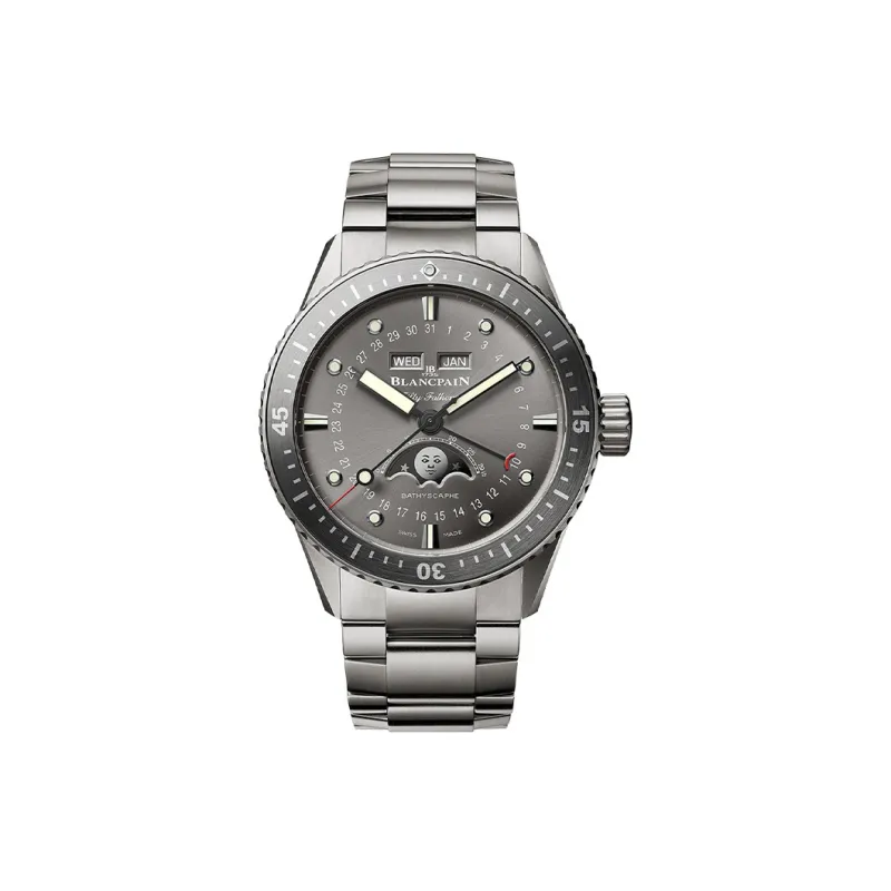 BLANCPAIN FIFTY FATHOMS Automatic Mechanical Movement Men's Watches Watch 43mm Gray Dial Titanium Strap-0