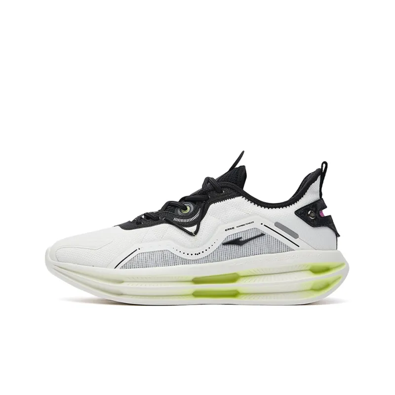 Erke Cushioning Anti-Slip Wear-Resistant Breathability Low-Top Running Shoes Men's White Green-0