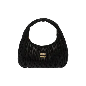 MIU MIU Matelassé Nappa Soft Leather Shoulder Bag Handbags Regular Women's Black