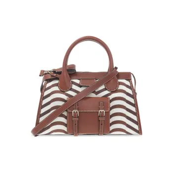 Chloe Edith Fabric With Leather Shoulder Bag, Crossbody Bag, Handbag Women's Brown