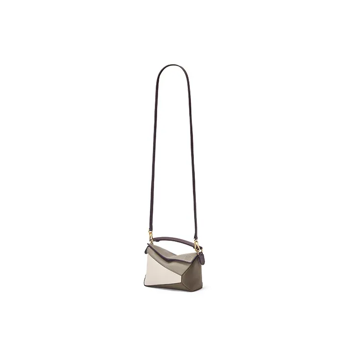 LOEWE Puzzle Nappa Cow Leather Handbag Shoulder Bag Crossbody Bag Mini Women's Olive Green Plaited Wheat-4