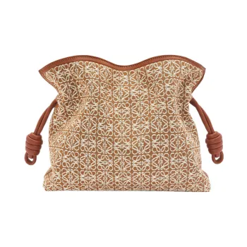 LOEWE Flamenco Clutch In Anagram Jacquard And Calfskin Tan/Pecan
