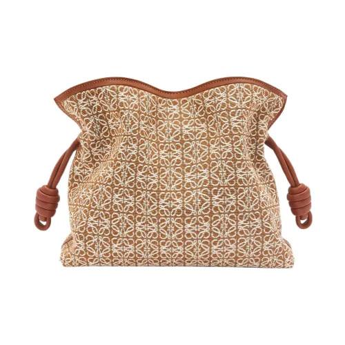 LOEWE Flamenco Clutch In Anagram Jacquard And Calfskin Tan/Pecan