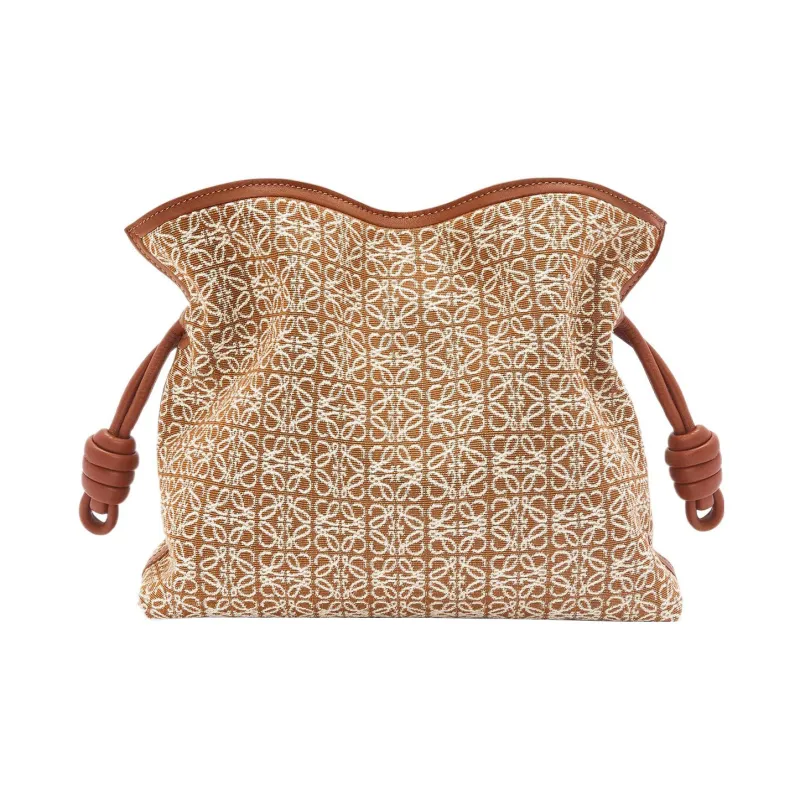 LOEWE Flamenco Clutch In Anagram Jacquard And Calfskin Tan/Pecan-0