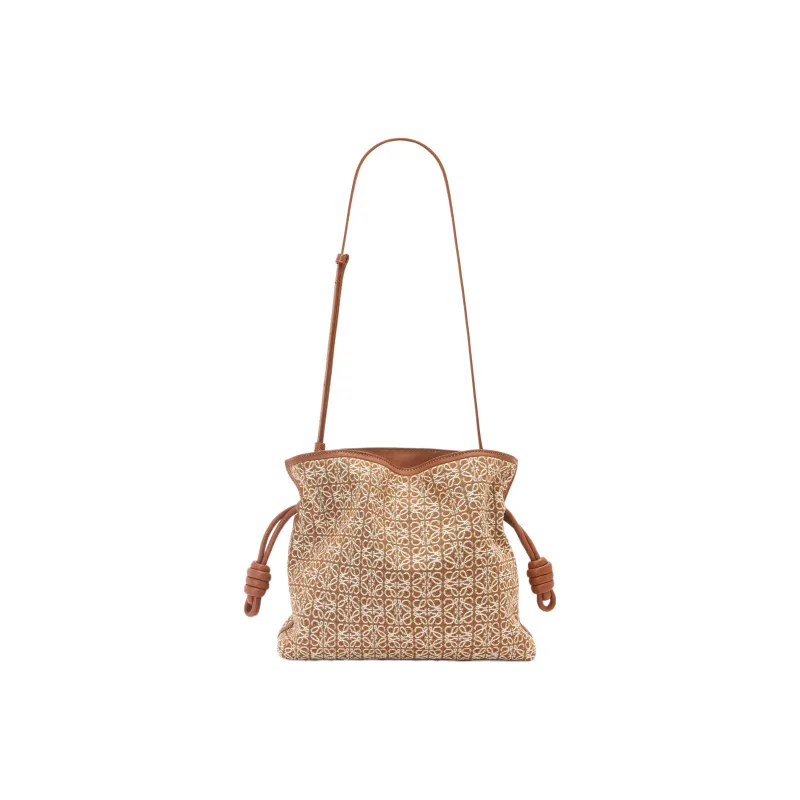 LOEWE Flamenco Clutch In Anagram Jacquard And Calfskin Tan/Pecan-3