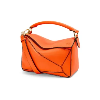 LOEWE Puzzle Classic Calfskin Geometric Bag Puzzle Bag Shoulder Bag Crossbody Bag Handbag Small Size Women's Orange