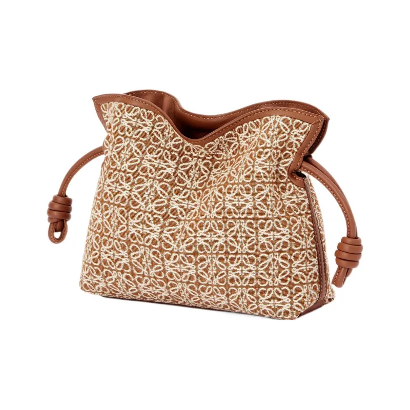 LOEWE Mini Flamenco Clutch In Anagram Jacquard And Calfskin Tan/Pecan-1
