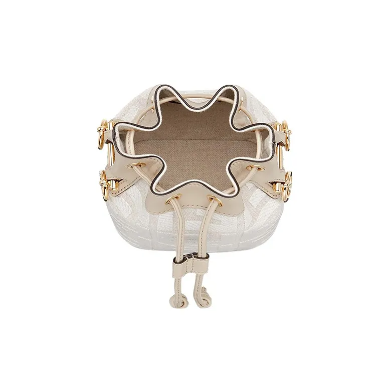 FENDI Mon Tresor Leather Bucket Bags Shoulder Bag Crossbody Bag Handbag Mini Women's Beige/White-3