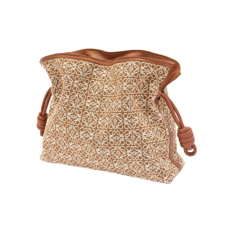 LOEWE Flamenco Clutch In Anagram Jacquard And Calfskin Tan/Pecan-1