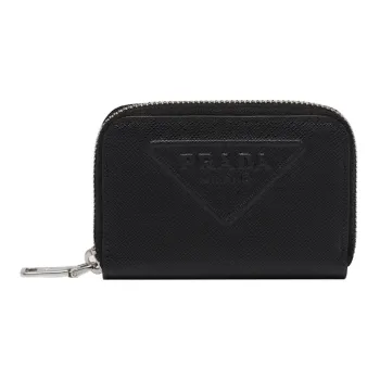 PRADA Saffiano Leather Coin Purse Men's Black
