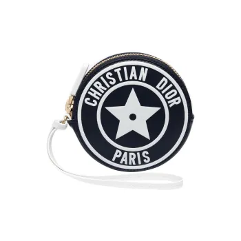 DIOR Cow Leather Coin Purse Women's Blue