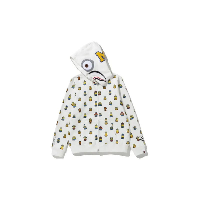A BATHING APE X Minions Shark Full Zip Hoodie White-5
