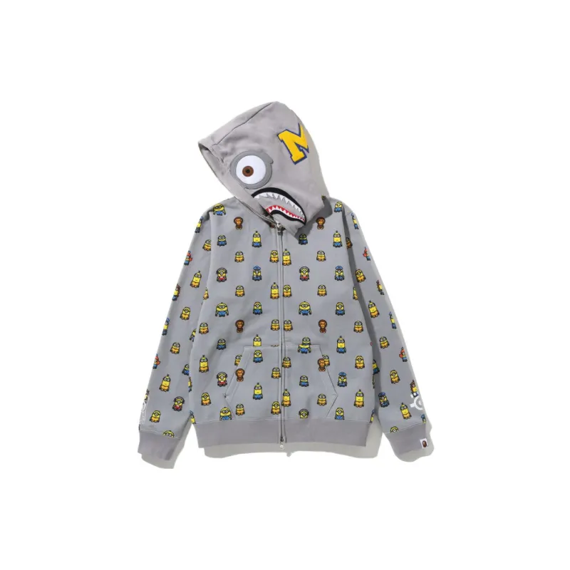 A BATHING APE X Minions Shark Full Zip Hoodie White-1