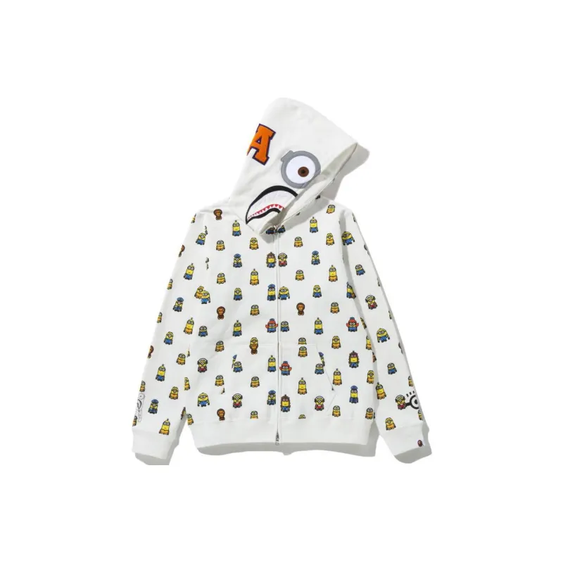 A BATHING APE X Minions Shark Full Zip Hoodie White-4