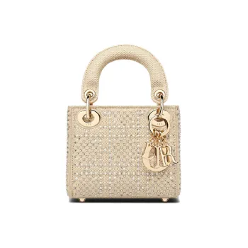 DIOR Lady Dior Canvas Dior Bag Shoulder Bag Crossbody Bag Handbag Extra Mini Women's Beige