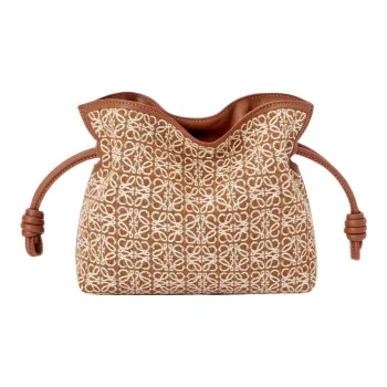 LOEWE Mini Flamenco Clutch In Anagram Jacquard And Calfskin Tan/Pecan