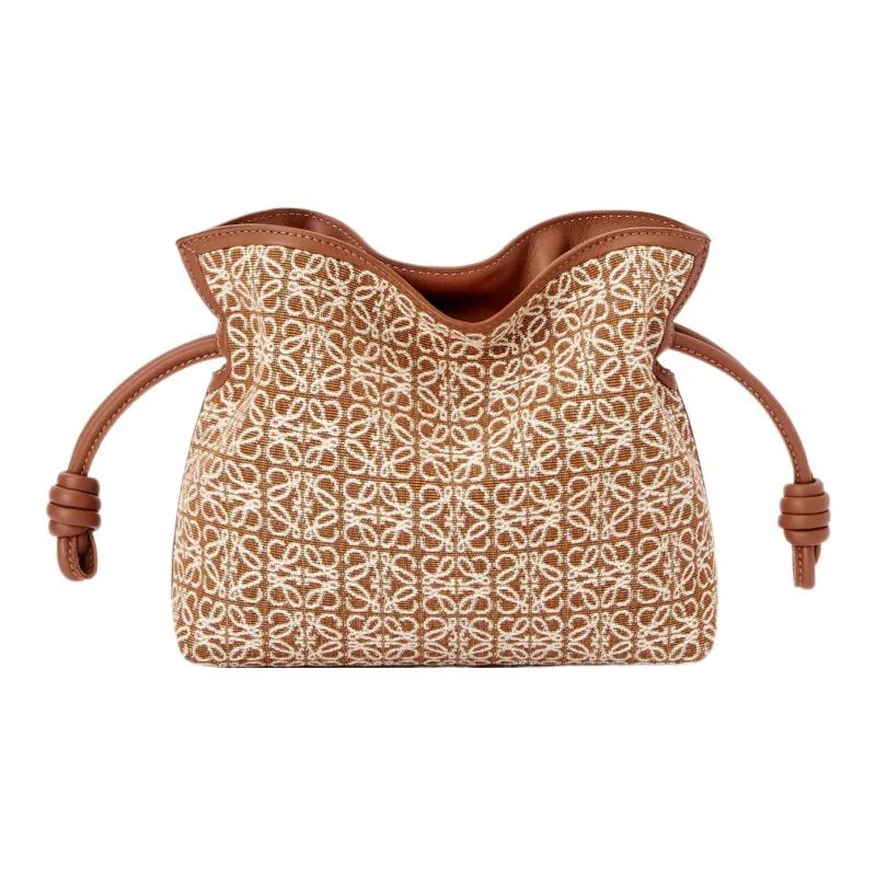 LOEWE Mini Flamenco Clutch In Anagram Jacquard And Calfskin Tan/Pecan-0