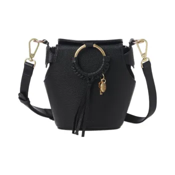 See By Chloe Cow Leather Bucket Bag, Portable Crossbody Bag, Shoulder Bag Women's Black