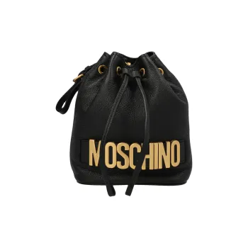MOSCHINO Leather Bucket Bag, Shoulder Bag, Crossbody Bag Mini Women's Black