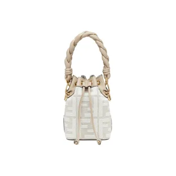 FENDI Mon Tresor Leather Bucket Bags Shoulder Bag Crossbody Bag Handbag Mini Women's Beige/White