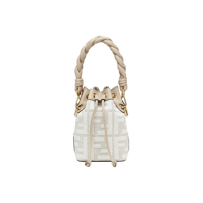 FENDI Mon Tresor Leather Bucket Bags Shoulder Bag Crossbody Bag Handbag Mini Women's Beige/White-0