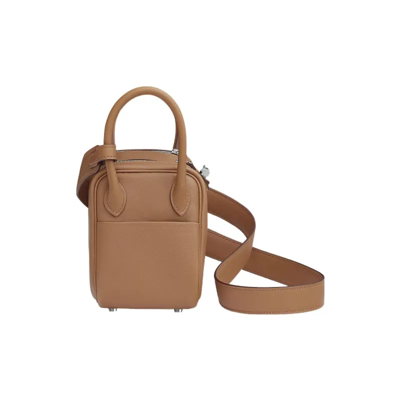 HERMES Lindy Swift Leather Handbags Shoulder Bag Crossbody Bag Mini Women's Milk Tea Beige/Brocade Purple-1