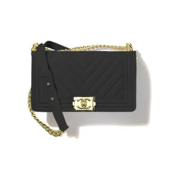 CHANEL LEBOY Smooth Calf Leather Flap Bag, One Shoulder Handbag, Crossbody Bag Medium Size Women's Black