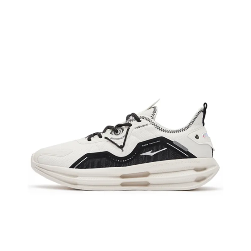 Erke Cushioning Anti-Slip Wear-Resistant Breathability Low-Top Casual Running Shoes Men's White Black-0