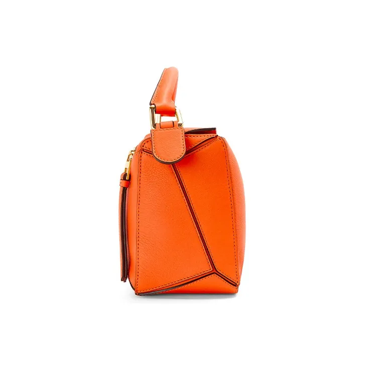 LOEWE Puzzle Classic Calfskin Geometric Bag Puzzle Bag Shoulder Bag Crossbody Bag Handbag Small Size Women's Orange-3