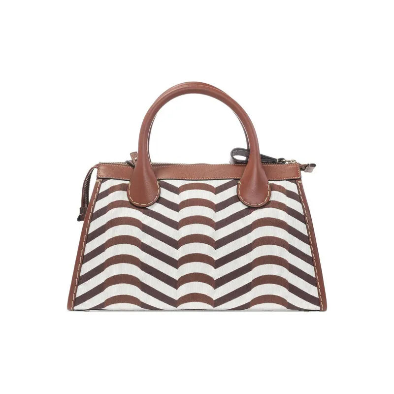Chloe Edith Fabric With Leather Shoulder Bag, Crossbody Bag, Handbag Women's Brown-2