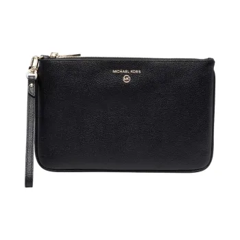 MICHAEL KORS Leather Wrist Bag Clutch Unisex Black