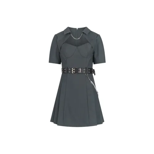 Bosieagender Short-Sleeved Dresses Women's Gray