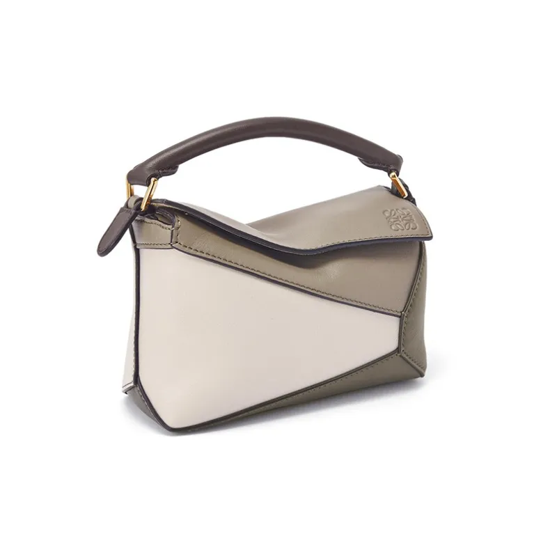 LOEWE Puzzle Nappa Cow Leather Handbag Shoulder Bag Crossbody Bag Mini Women's Olive Green Plaited Wheat-1
