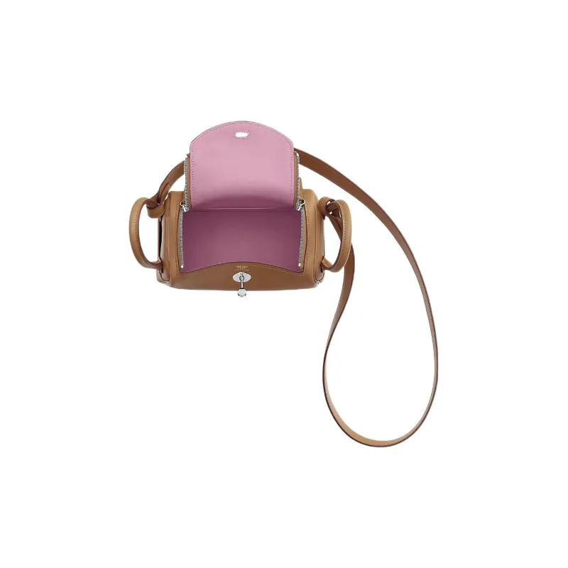 HERMES Lindy Swift Leather Handbags Shoulder Bag Crossbody Bag Mini Women's Milk Tea Beige/Brocade Purple-2