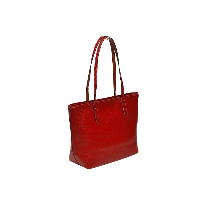 COACH Eco Friendly Material Leather Tote Bag Shopping Bag Shoulder Bags Handbags Large Size Women's Red-1