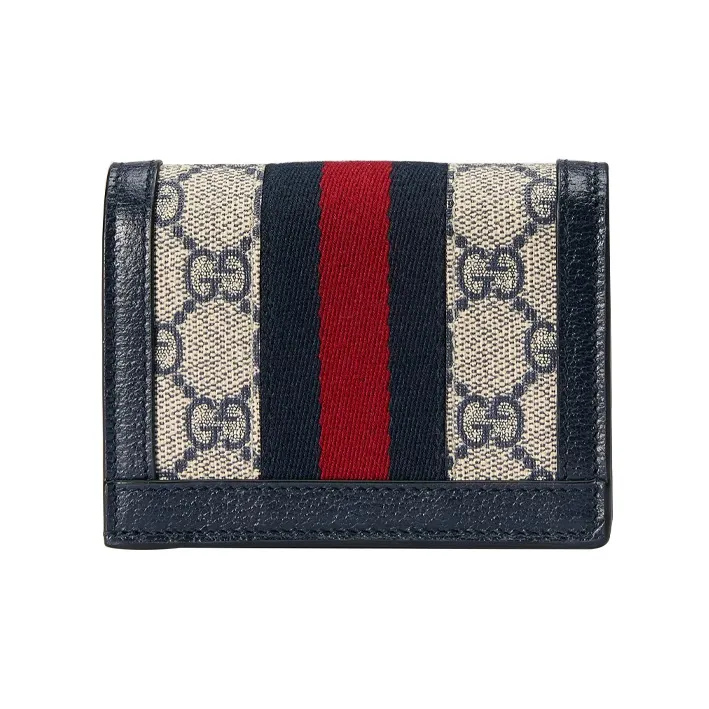 GUCCI Ophidia Canvas With Leather Wallet Coin Purse Women's Beige/Blue-2