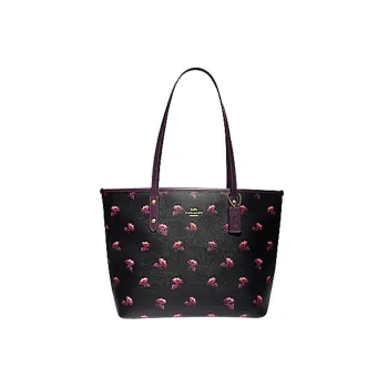 COACH City Zip Tote Leather Handbag Tubas Women's Black